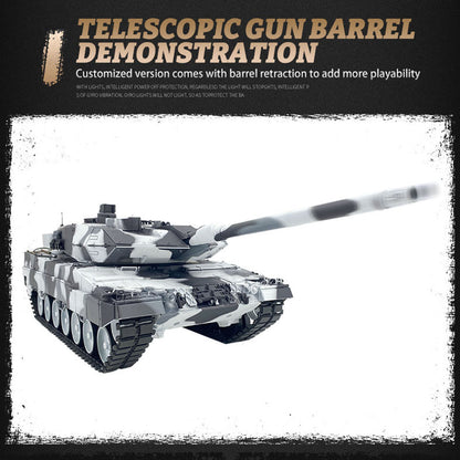 2.4G Henglong 1/16 7.0 Leopard2A6 RC Tank 3889 Metal Gearbox Suspension Bars BB IR Barrel Recoil Sound Smoking Light Battery