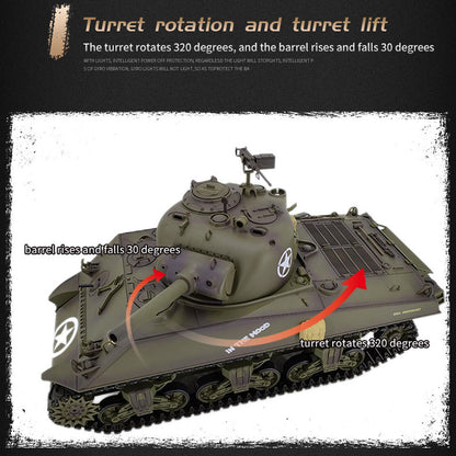 Plastic Henglong 1/16 7.0 RC Tank M4A3 Sherman 3898 320 Degree Turret Rotation Barrel Recoil BB IR Smoking Steel Gearbox Battery 2.4G Radio