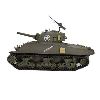 Plastic Henglong 1/16 7.0 RC Tank M4A3 Sherman 3898 320 Degree Turret Rotation Barrel Recoil BB IR Smoking Steel Gearbox Battery 2.4G Radio