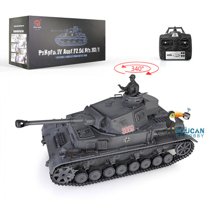 2.4G Henglong 1/16 7.0 Plastic German Panzer IV F2 RTR RC Tank Radio Control Model 3859 Infrared Combating System Metal Barrel