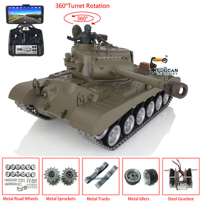 Henglong 1/16 TK7.0 Customized USA M26 Pershing 3838 RTR RC Tank with Metal Tracks Drive Road Idlers Wheels Gearbox