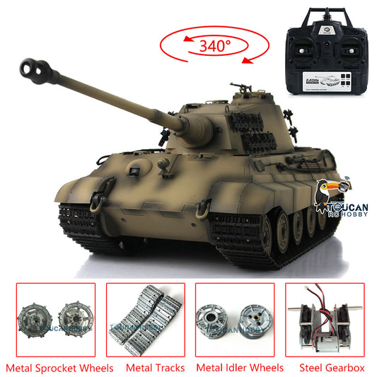 Henglong 1/16 7.0 Upgraded King Tiger 3888A RTR RC Tank with BB Infrared Combat Smoke Metal Barrel Tracks Drive Idler Wheels Gearbox