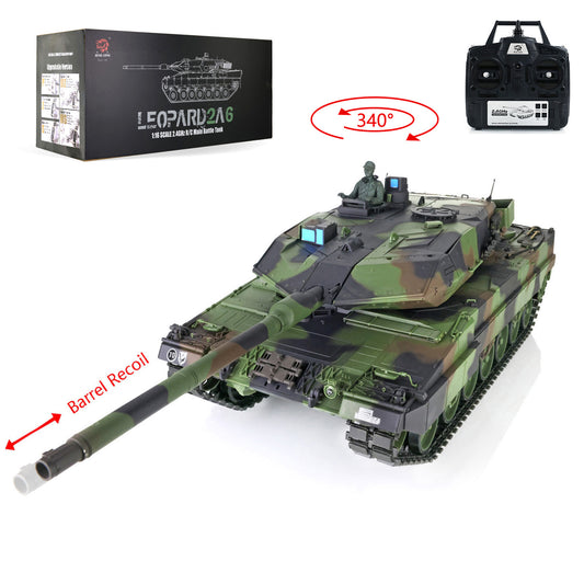 Henglong 1/16 7.0 Plastic M1A2 Abrams 3918 Leopard2A6 3889 RTR RC Tank BB Infrared Combat Smoke Barrel Recoil Sound Light System