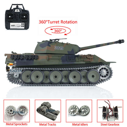 Henglong 1/16 TK7.0 Promotion 3819 German Panther V RTR RC Tank IR BB 360 Degrees Turret Smoke Metal Tracks Sprockets Idlers Wheels Gearbox