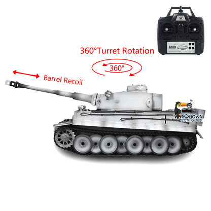 Henglong 1/16 Snow 7.0 Upgrade Tiger I RC Tank 3818 Barrel Recoil 360 Degree Turret Infrared Combat Idle Smoke Metal Tracks Sprocket Road Wheel Suspension