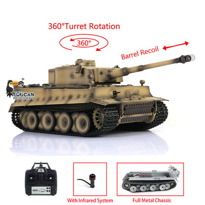 HengLong Factory 1/16 3818 Tiger 1 Radio Control Military Vehicle Full Metal Sprockets Idlers Chassis Plastic Hull RTR RC Tank Y