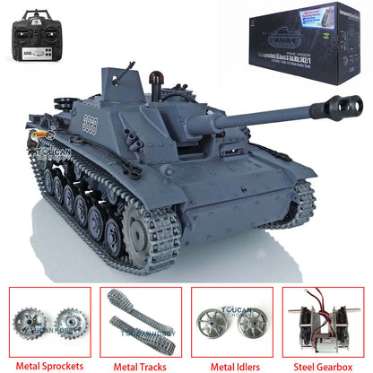US Stock Henglong 1/16 7.0 3868 PRO German Stug III RTR RC Tank Smoke IR BB 340 Degrees Turret Sound Light Metal Tracks Drive Wheels Model