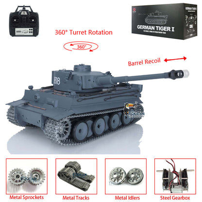 Henglong 1/16 Promotion TK7.0 German Tiger I RTR RC Tank 3818 Special Spray Painting with Barrel Recoil FPV IR BB Smoke