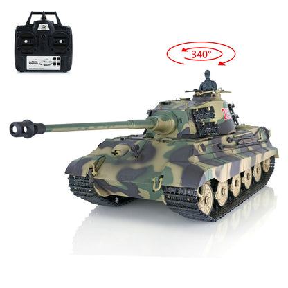US Warehouse 2.4G Henglong 1/16 7.0 Plastic German King Tiger 3888A RTR RC Tank Model BB IR Smoke Sound Light Metal Barrel
