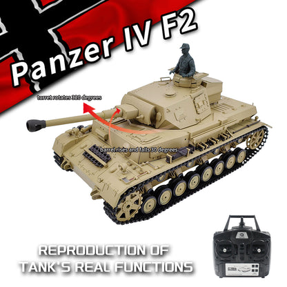 Henglong 3859 1/16 7.0 Plastic German Panzer IV F2 RTR RC Tank Model BB Infrared Combat System Steel Gearbox 1800mah Battery