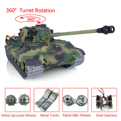 Henglong 1/16 TK7.0 Promotion German King Tiger Henschel RTR RC Tank 3888A 360 Degrees Turret Smoke BB IR Metal Barrel Tracks Sprockets Idlers Wheels Gearbox