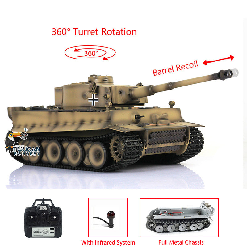 HengLong Factory 1/16 3818 Tiger 1 Radio Control Military Vehicle Full Metal Sprockets Idlers Chassis Plastic Hull RTR RC Tank Y