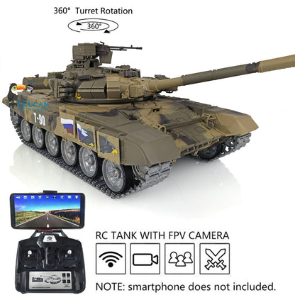 Henglong 1/16 TK7.0 Profession 3938 Russian T90 RTR RC Tank FPV 360 Degrees Turret IR BB Smoke Metal Sprockets Idlers Road Wheels