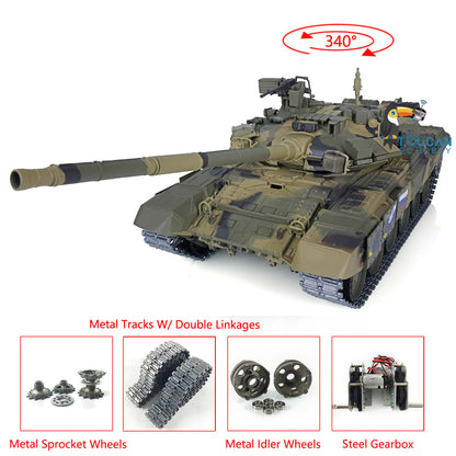 2.4G Henglong 1/16 Scale 7.0 Upgraded Russia T90 RTR RC Tank 3938 Metal Sprocket Wheels Tracks Infrared Combating System