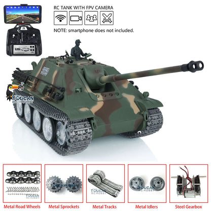Henglong 1/16 7.0 Customized Jadpanther RTR RC Tank 3869 FPV Metal Tracks Wheels Return Rollers Infrared Combating System