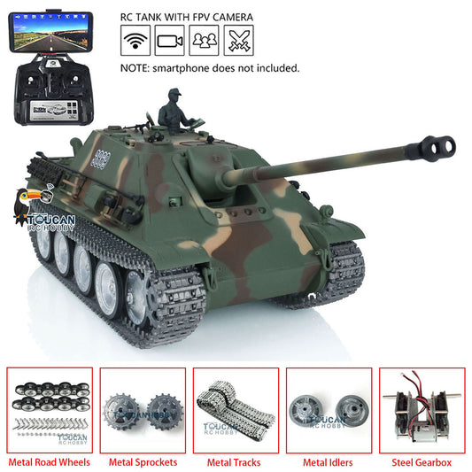 Henglong 1/16 7.0 Customized Jadpanther RTR RC Tank 3869 FPV Metal Tracks Wheels Return Rollers Infrared Combating System
