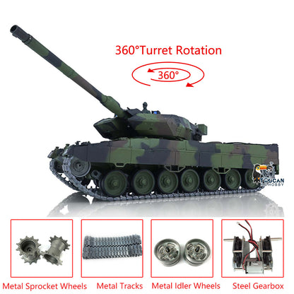 Henglong 1/16 Scale 7.0 Leopard2A6 RTR RC Tank 3889 W/ 360 Degree Turret Metal Tracks Ready to Run Radio Control Vehicle