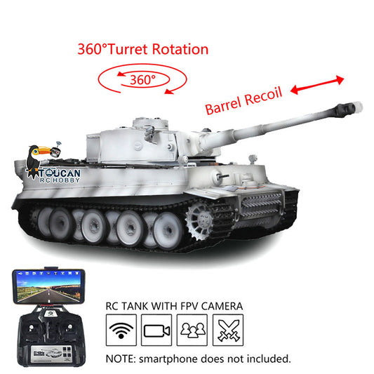 Henglong 1/16 TK7.0 Promotion 3818 Tiger I RTR RC Tank FPV 360 Degrees Turret Barrel Recoil Smoke BB IR Metal Tracks Sprockets Idlers Wheels