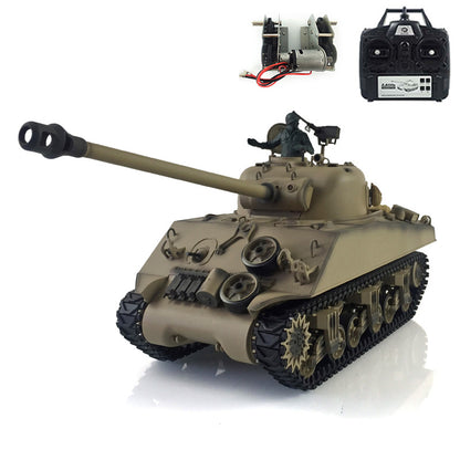 Henglong 1/16 7.0 Plastic M4A3 Sherman 3898 RTR RC Tank 360 Degree Turret BB IR Barrel Recoil Smoke Sound Metal Steel Driving Gearbox Barrel