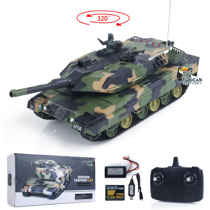 Henglong 1/24 Plastic 3809 Leopard2A5 RC Tank Model with BB Unit Infrared Combat Spray Water Turret Elevation and Depression Sound Light