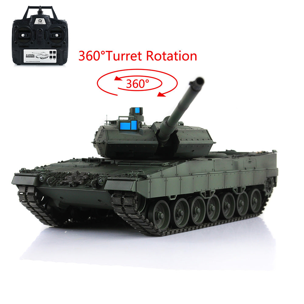 Henglong 1/16 7.0 3889 Leopard2A6 RTR RC Tank Armored Vehicle Model 360 Degree Turret BB Infrared Combat Smoke Metal Barrel