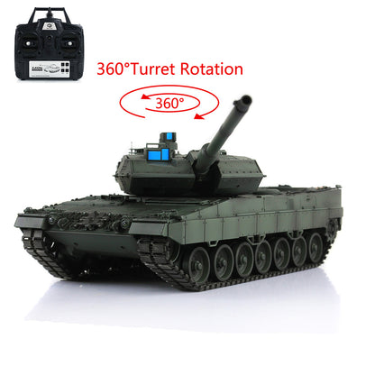 Henglong 1/16 7.0 3889 Leopard2A6 RTR RC Tank Armored Vehicle Model 360 Degree Turret BB Infrared Combat Smoke Metal Barrel
