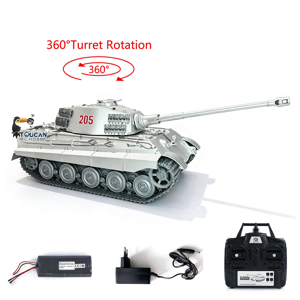 New Arrival!!!Henglong 1/16 King Tiger Heavy RC Tank 3888 Metal Remote Control Military Tanks BB Firing 360 Degree Turret Smoke Light Sound