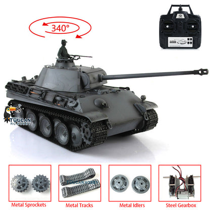 Henglong 1/16 7.0 Upgraded German Panther G RTR RC Tank 3879 Metal Tracks Sprocket Wheels BB Infrared Combating System Smoke 340 Degree Turret Sound Light