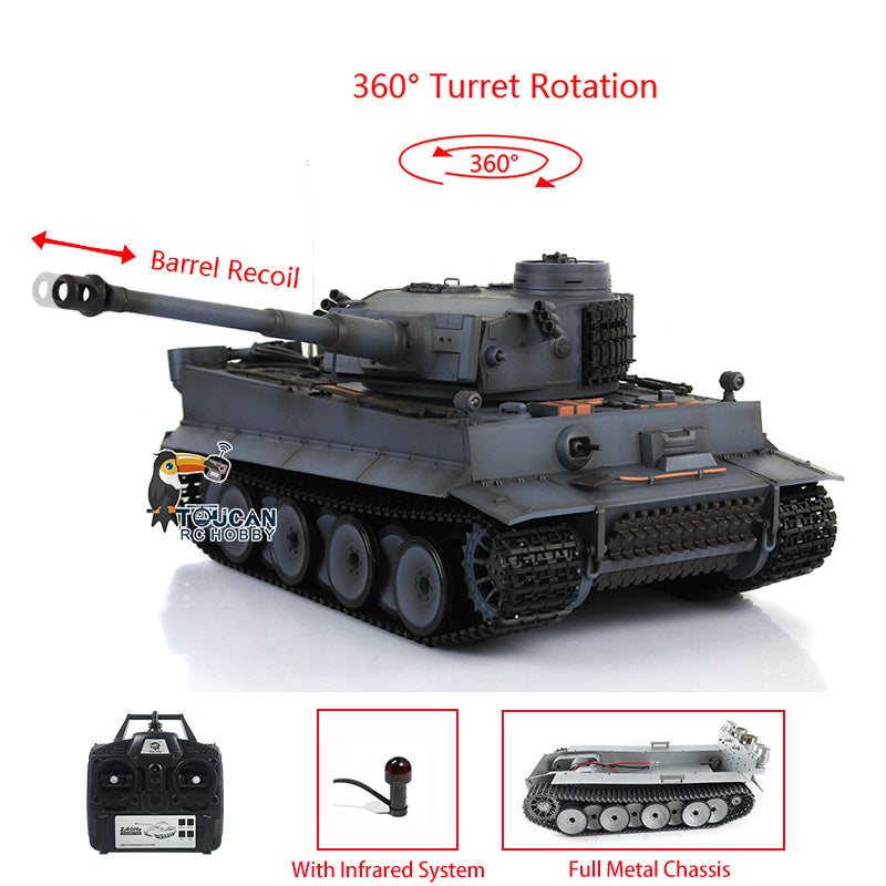 HengLong Factory 1/16 3818 Tiger 1 Radio Control Military Vehicle Full Metal Sprockets Idlers Chassis Plastic Hull RTR RC Tank Y
