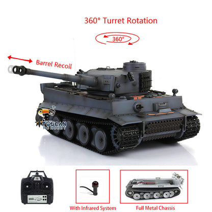 HengLong Factory 1/16 3818 Tiger 1 Radio Control Military Vehicle Full Metal Sprockets Idlers Chassis Plastic Hull RTR RC Tank Y