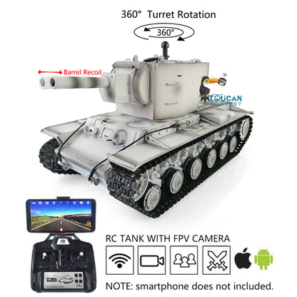 Henglong 1/16 7.0 RC Tank Remote Controlled Military Truck 3949 Upgraded Painted FPV Soviet KV-2 Gigant RTR 360 Degree Turret