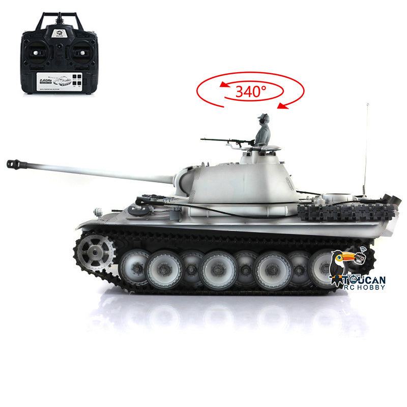 2.4G Henglong 1/16 7.0 Plastic German Panther G RTR RC Tank Model 3879 BB Smoke Infrared Combating Unit Smoke Light Sound 340 Degree Turret Metal Barrel