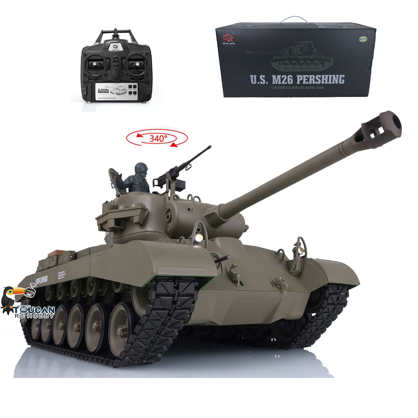 Henglong 1/16 Scale Snow 7.0 Plastic Ver M26 Pershing RTR RC Tank Model 3838 Radio Control Vehicle Infrared Combating System