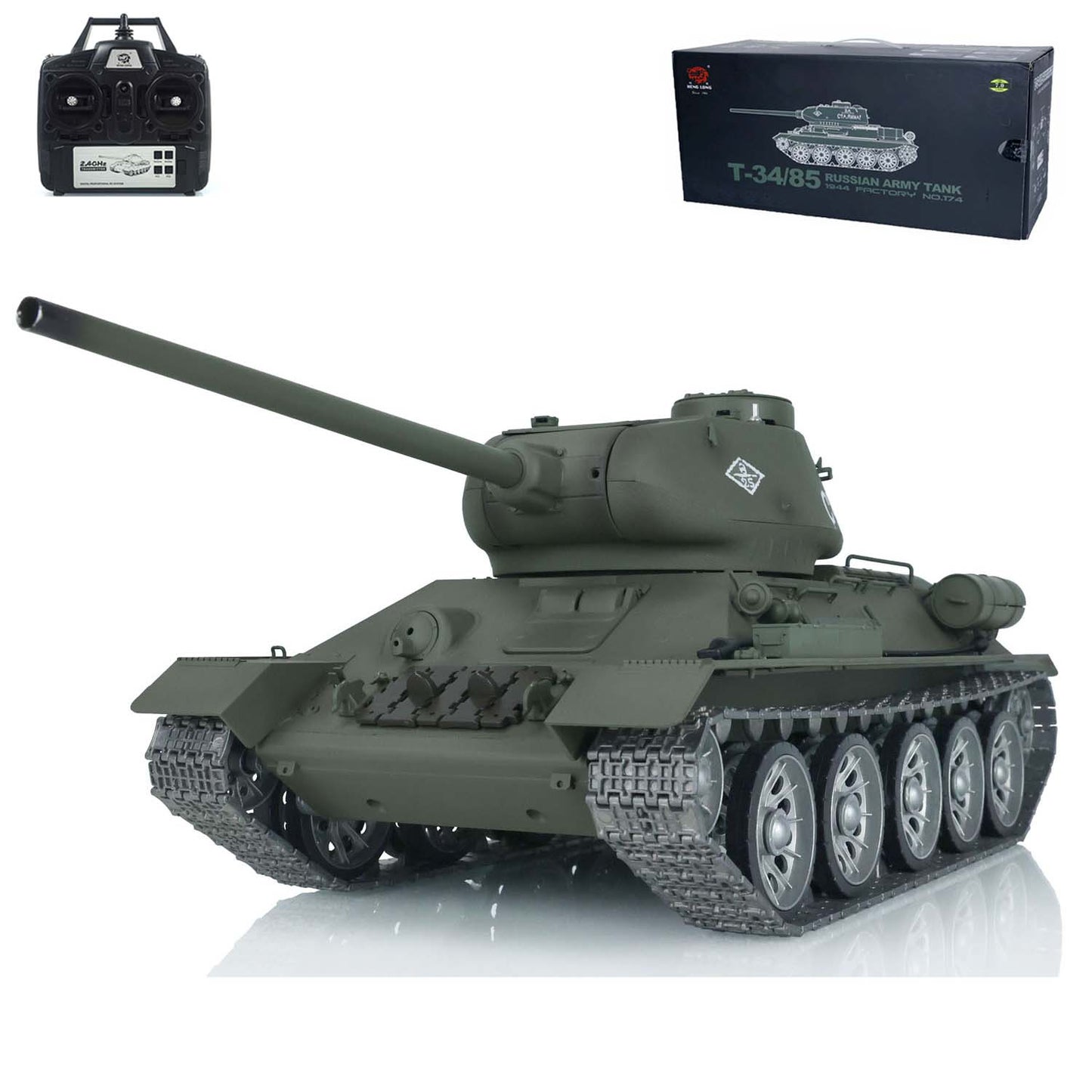 US Warehouse 1/16 7.0 Henglong 3909 Soviet T34-85 RC Tank Infrared Combating Smoking 360 Degree Metal Wheels Barrel Recoil Mainboard
