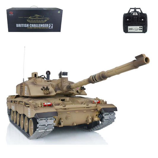 Henglong 1/16 7.0 Upgraded Challenger II 3908 RTR RC Tank 360 Degree Turret BB IR Smoke Sound Light Metal Drive Idler Wheels