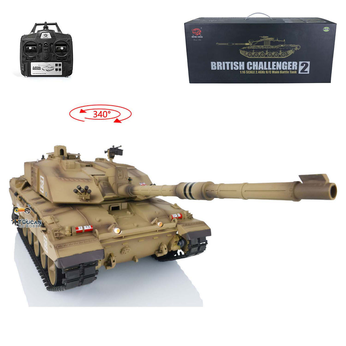 US Stock Henglong 1/16 TK7.0 Plastic Challenger II RTR RC Tank 3908 with BB Unit Infrared Comabt Smoke Sound Light System