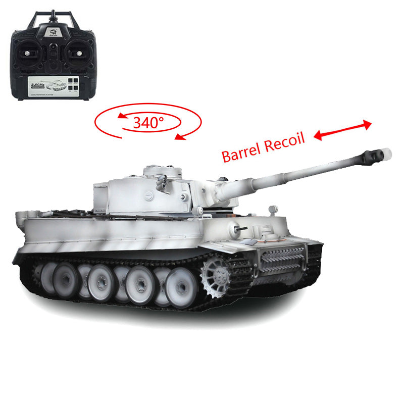 7.0 Henglong 1/16 Upgraded Metal German Tiger I 3818 RTR RC Tank Barrel Recoil BB IR Sounds Lights Smoke Metal Tracks Drive Idler Wheels
