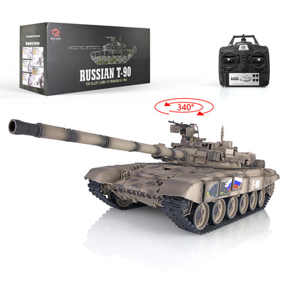 IN Stock 2.4Ghz Henglong 1/16 7.0 Plastic Ver Russia T90 3938 RTR RC Tank Remote Control Military Model BB IR 340 Degree Turret Sound Light