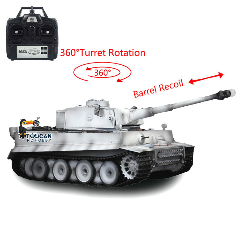 Henglong 1/16 Snow 7.0 Upgrade Tiger I RC Tank 3818 Barrel Recoil 360 Degree Turret Infrared Combat Idle Smoke Metal Tracks Sprocket Road Wheel Suspension