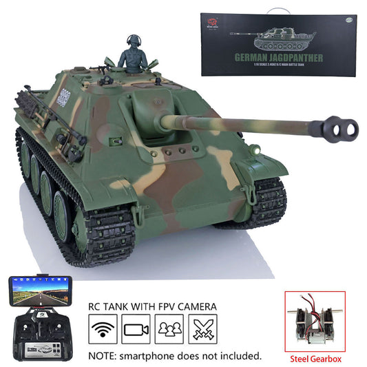 Henglong 1/16 7.0 Plastic Jadpanther 3869 RTR RC Tank FPV Infrared Combating System BB Shooting Smoke Unit Steel Gearbox Metal Barrel