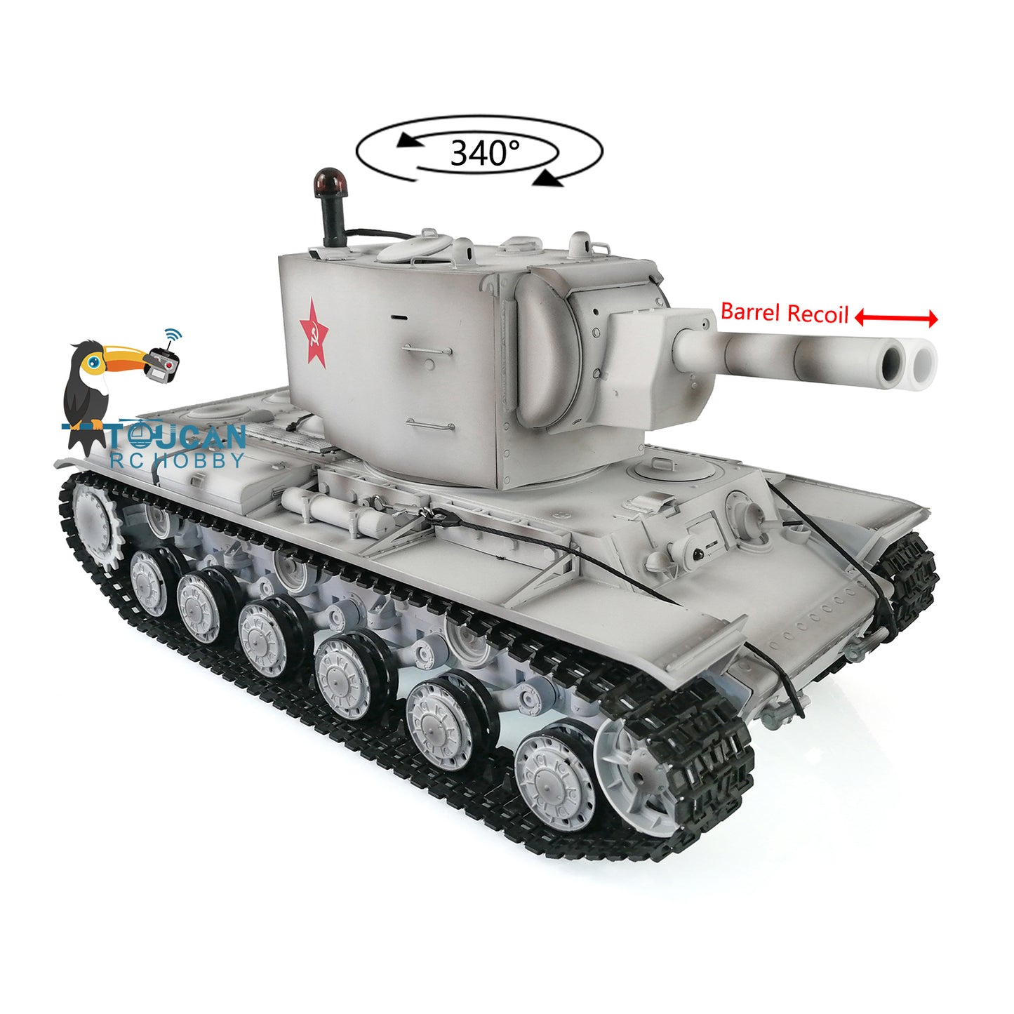 1/16 Henglong 7.0 Plastic Ver Soviet KV-2 Gigant 3949 RTR RC Tank Remote Control Military Vehicle Barrel Recoil BB Infrared Combat Smoke