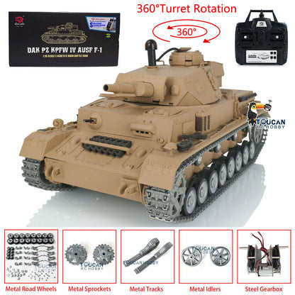 Henglong 1/16 Snow 7.0 Customized Panzer IV F RTR RC Tank 3858 Metal Wheels 360 Degree Turret Rotation Smoking Infrared Combating System