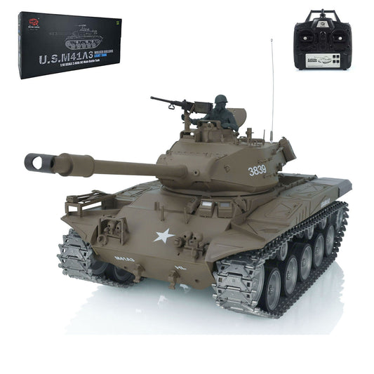 US Warehouse Henglong 1/16 7.0 Customized 3839 Walker Bulldog RTR RC Tank Model 360 Degree Turret Smoke BB IR Metal Road Drive Idler Wheels Track Gearbox