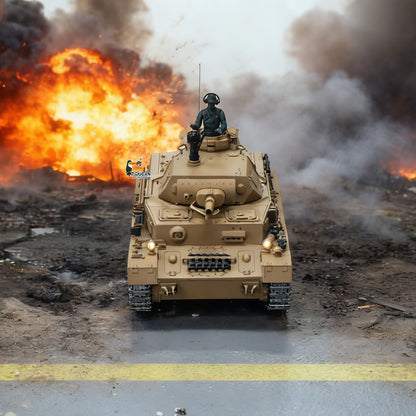 Henglong 1/16 Snow 7.0 Customized Panzer IV F RTR RC Tank 3858 Metal Wheels 360 Degree Turret Rotation Smoking Infrared Combating System