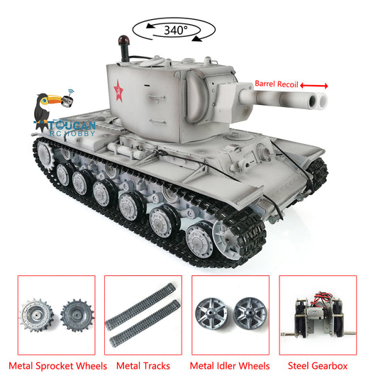 Henglong 1/16 Upgraded 7.0 Soviet KV-2 3949 RTR RC Tank Gigant BB IR Smoke Effect Metal Tracks Drive Idler Wheels