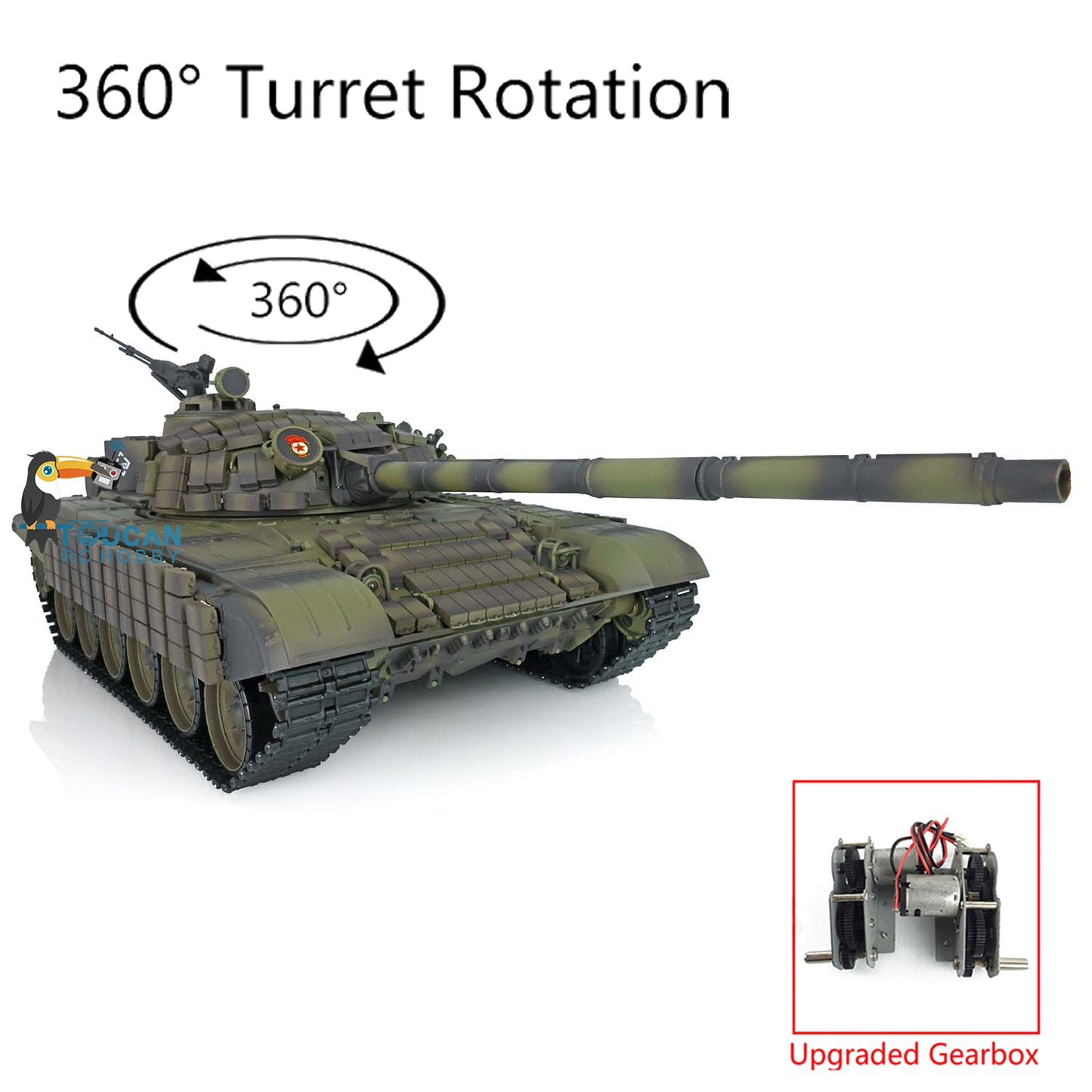 Heng Long 1/16 TK7.0 Plastic Soviet T72 RTR RC Tank 3939 with Steel Gearbox Armor 360 Degree Turret BB Infrared Combat Smoke