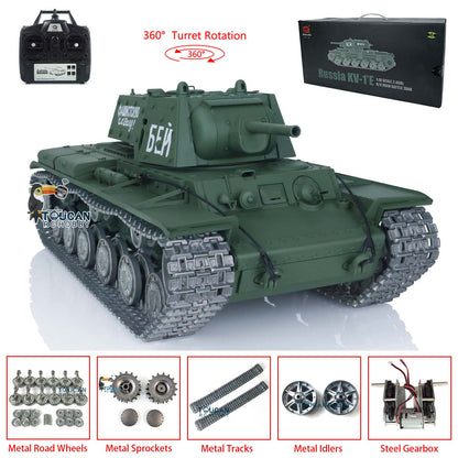 2.4G Henglong 1/16 7.0 Soviet KV-1 RTR RC Tank 3878 Infrared Combating System Metal Tracks Wheels 360 Degree Turret Rotation