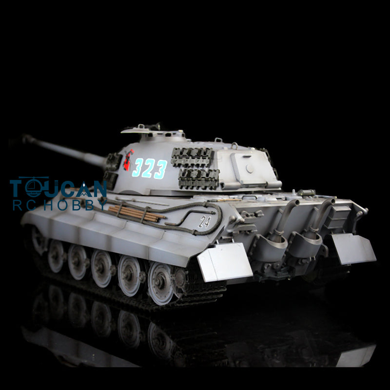 2.4G Henglong 1/16 Yellow 7.0 Upgraded King Tiger RTR RC Tank 3888A Metal Barrel Tracks Sprocket Wheels Infrared Combating System