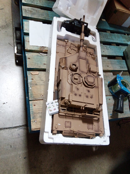 Fast Free Shipping Second Hand US Stock Henglong 1/16 7.0 Abrams RTR RC Tank 3918 360 Degree Turret Barrel Recoil Metal Track