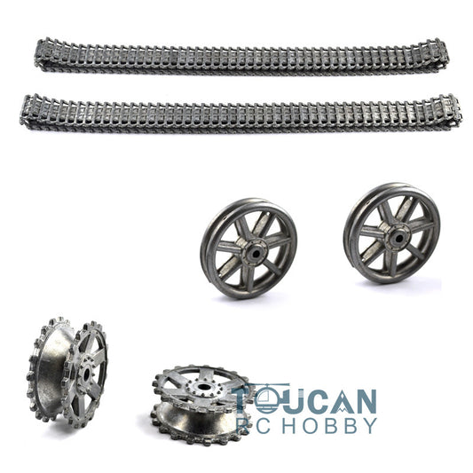 Metal Tracks Sprockets Idlers Road Wheels Tank Machine Gun For HengLong 1/16 3858/3859 Remote Control Tank Vehicle Accessories
